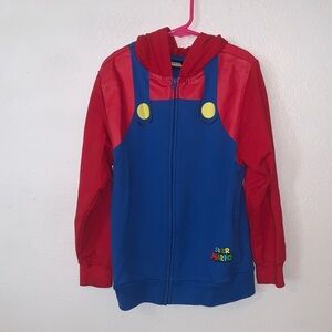 Super Mario Kids Costume Hoodie Red and Blue Boys Medium